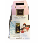 Bag of assorted chocolate pralines in pink and white packaging