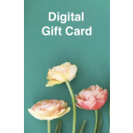 Digital gift card with pastel tulips on a teal background