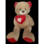 Plush teddy bear holding a red heart
