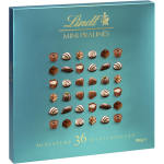 Turquoise box of Lindt mini pralines with assorted chocolates on the front