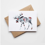 Floral deer illustration on a greeting card with a kraft envelope
