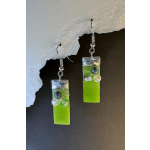 #A071 - Kiwi Green Stained Glass Earrings
