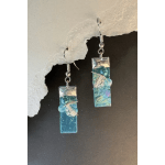 #A046 - Aqua Iridized Stained Glass Earrings