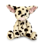 Spotted plush pig toy with pink ears and snout