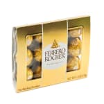 Box of Ferrero Rocher chocolates in gold wrappers