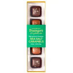 Box of sea salt caramels in dark and milk chocolate