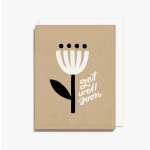 Get well soon card with a simple flower graphic