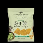 Bag of Greek Isle falafel chips on a pale green package
