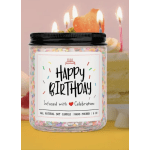 Birthday candle in a glass jar with a black lid