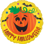 Halloween pumpkin balloon with bats and stars