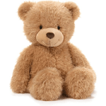 Brown teddy bear sitting on a white background