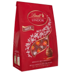 Red Lindt Lindor milk chocolate truffles gift bag
