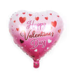 Heart-shaped pink balloon with "Happy Valentine's Day" text