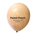 Single pastel peach balloon with printed text