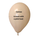 Single cream-colored balloon with a pink hue and printed text