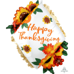 Thanksgiving balloon with sunflower decorations and orange lettering