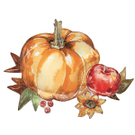 Pumpkin-shaped foil balloon with an apple and sunflower accents