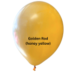 Single honey-yellow balloon with printed text
