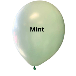 Mint green balloon with the word Mint printed on it