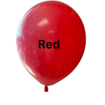 Red balloon with the word Red printed on it