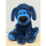 Blue plush dog toy with black nose and floppy ears