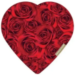 Heart-shaped arrangement of red roses