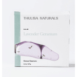 Box of lavender geranium shower steamers with a mint accent strip