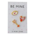 Carded set of three heart-themed mini pins