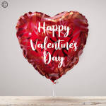 Heart-shaped red balloon with "Happy Valentine's Day" text