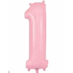 Pink number 1 balloon on a white background