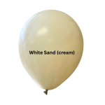 Cream-colored balloon with the text "White Sand (cream)"