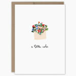 Greeting card with a small floral bouquet illustration and the words "a little note"