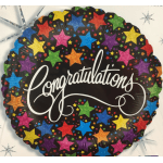 Round balloon with colorful stars and the word Congratulations