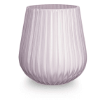 Lavender pleated glass vase with a rounded shape