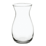 Clear glass vase with a flared rim and narrow waist