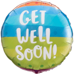 Round foil balloon with the words "GET WELL SOON!"