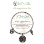 Earth Angel memorial bracelet with tree charms and a printed message card