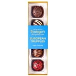 Box of assorted chocolate truffles in a clear-topped gift package
