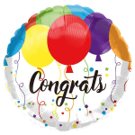 Round balloon with colorful balloons and the word Congrats