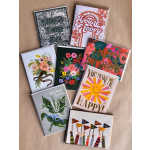 Assorted greeting cards with floral and birthday designs