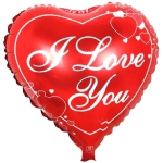 Red heart-shaped balloon with "I Love You" text and heart graphics