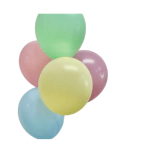 Cluster of pastel balloons in green, pink, yellow, purple, and blue