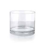 Clear glass cylinder vase on a white background