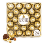 Box of Ferrero Rocher chocolates with one chocolate shown outside the box