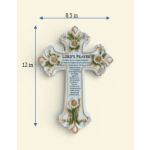 Decorative cross plaque with floral accents and prayer text