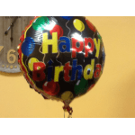 Birthday balloon with colorful "Happy Birthday" text