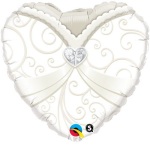 18" Bride Dress Heart Shaped Mylar