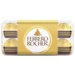 Ferrero Rocher chocolates in a clear plastic gift box
