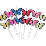 Colorful butterfly picks on thin wires