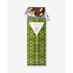 Wrapped dark chocolate bar with pistachios on top
